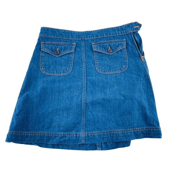 Gap 1969 Women's Denim A-Line Mini Skirt Size 6R 28R Blue Front Flap Pockets Y2k - Picture 1 of 5